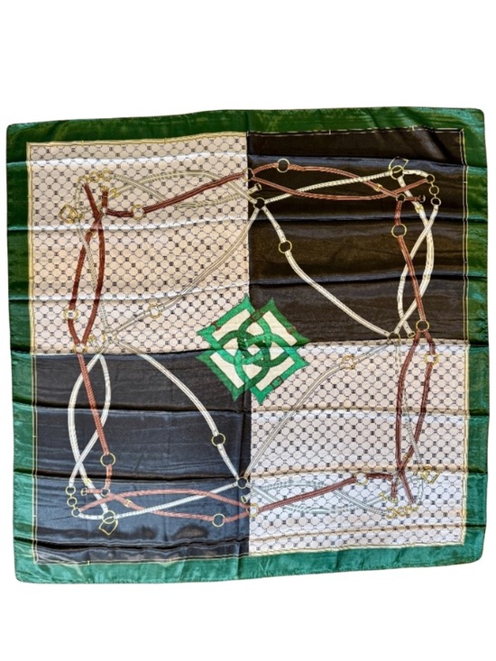 Accessories - WOMEN'S GREEN SILKY FEEL ABSTRACT PRINTED SQUARE SCARF - NEW IN PACKAGE